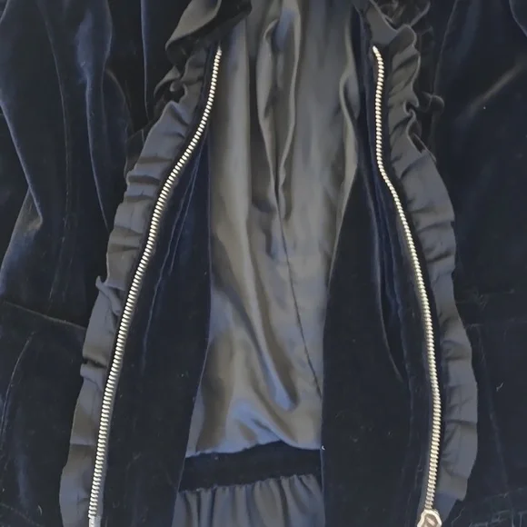 Inc Black Velvet Zippered Blazer Medium - Picture 4 of 10